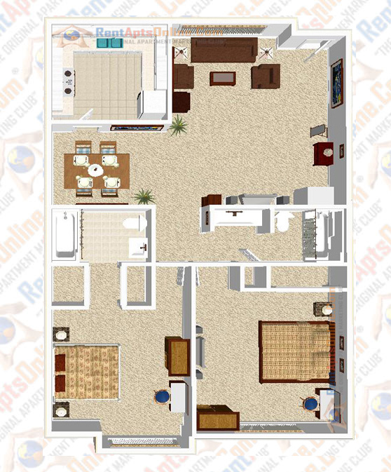 This image is the visual schematic representation of Orchid in The Northwoods Apartments.